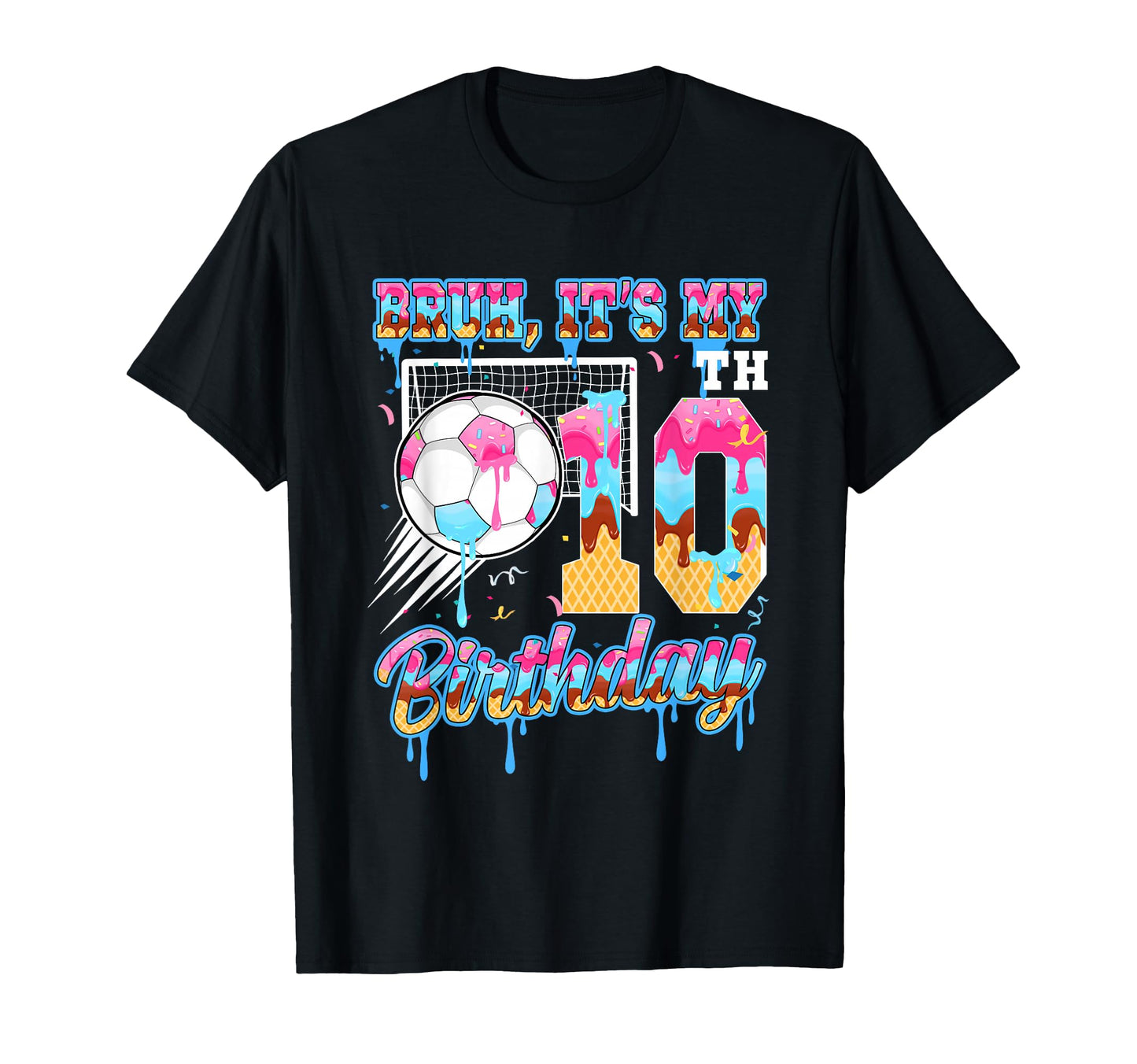 10Th Birthday Baseball Ice Cream Drip T-Shirt - Unique Graphic for Adults - T-Shirt, Sweatshirt, Hoodie