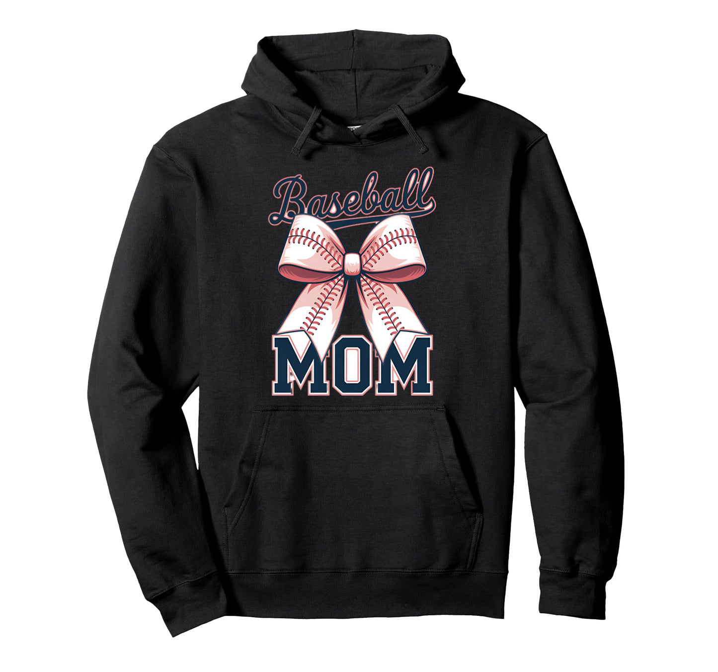 Baseball Mom Coquette Bow Hoodie - Custom Art Print for Adults - T-Shirt, Sweatshirt, Hoodie