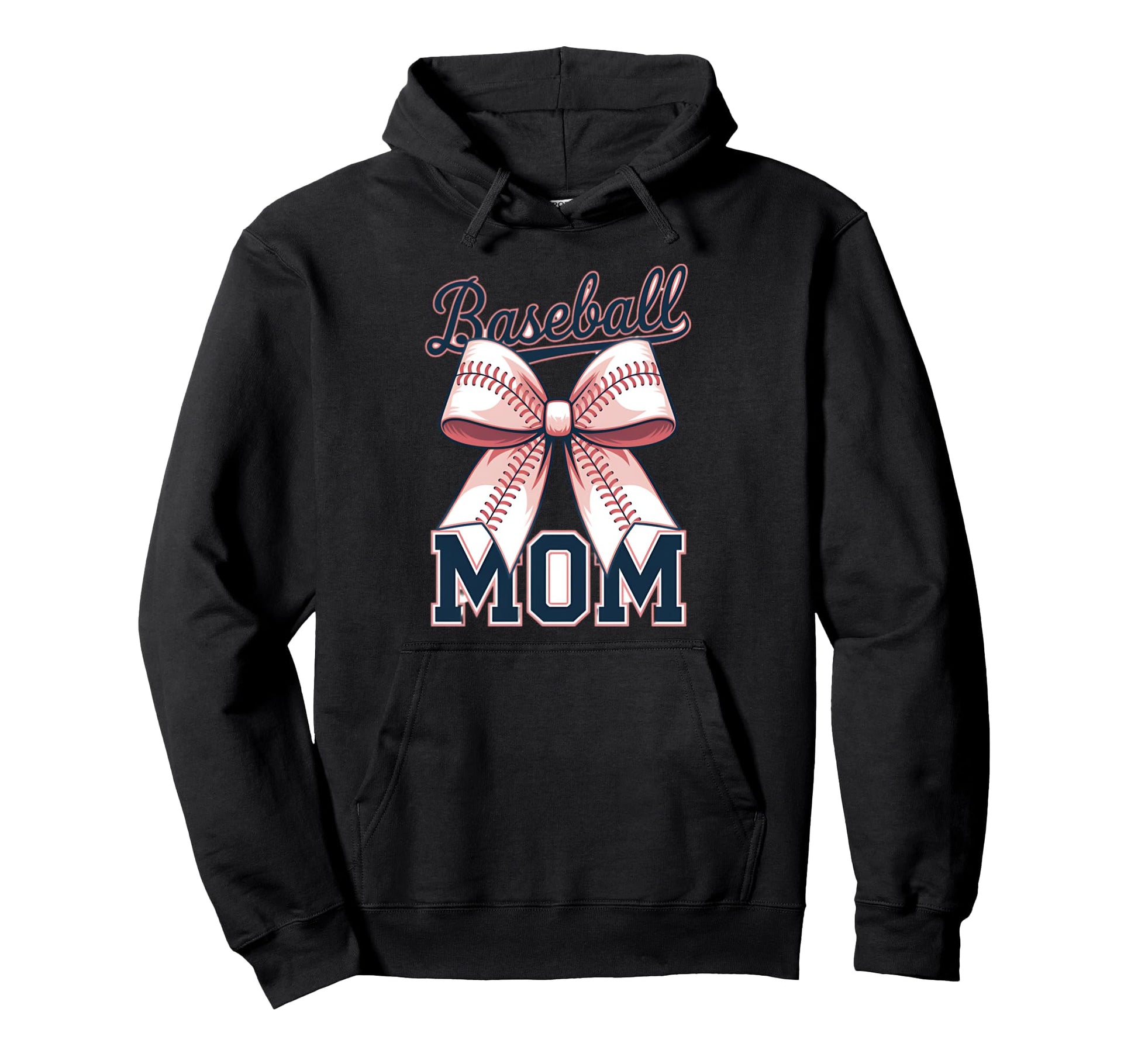 Baseball Mom Coquette Bow Hoodie - Custom Art Print for Adults - T-Shirt, Sweatshirt, Hoodie