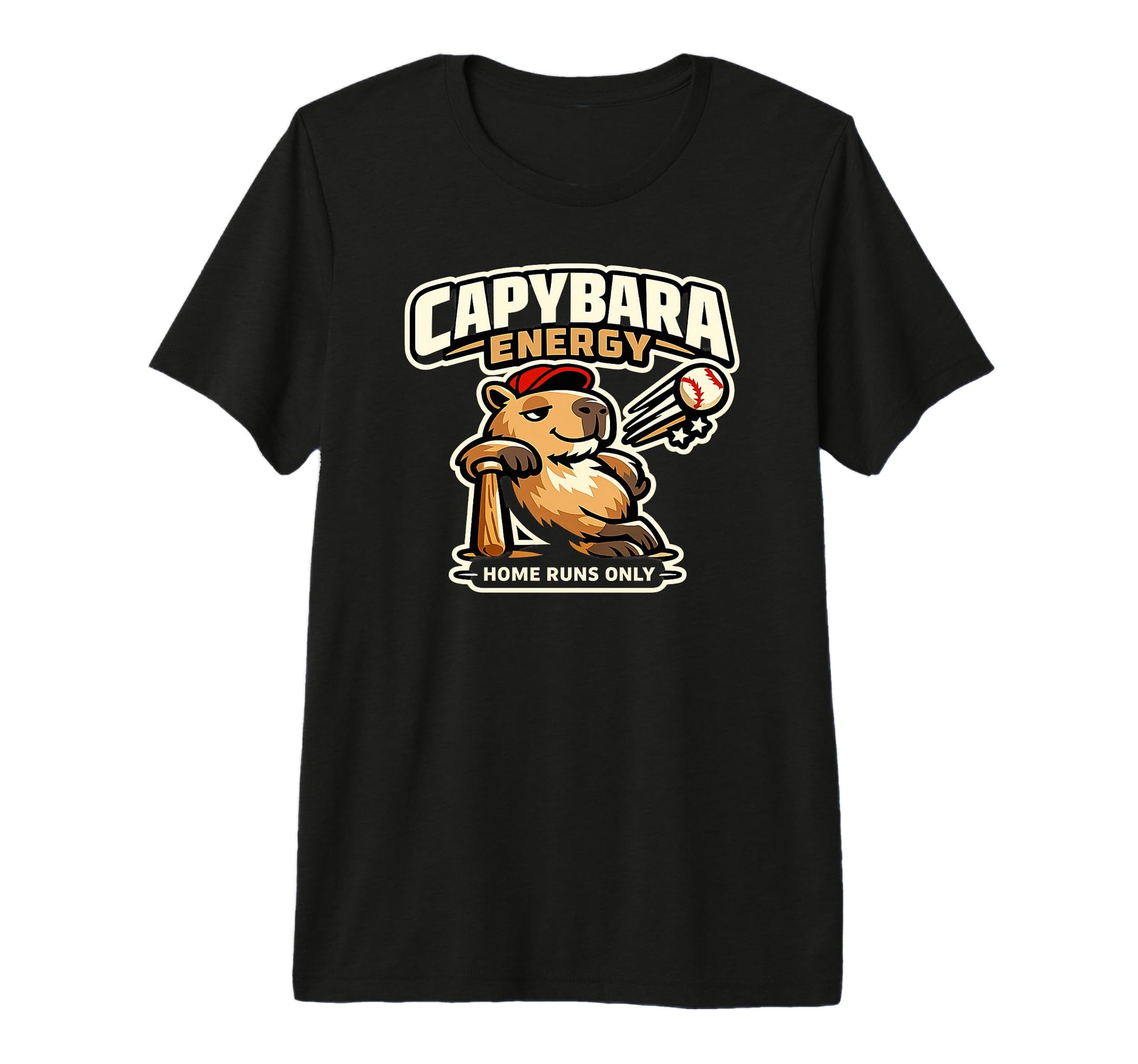 Capybara Energy Home Runs Only Baseball T-Shirt - Aesthetic Graphic Unisex - T-Shirt, Sweatshirt, Hoodie