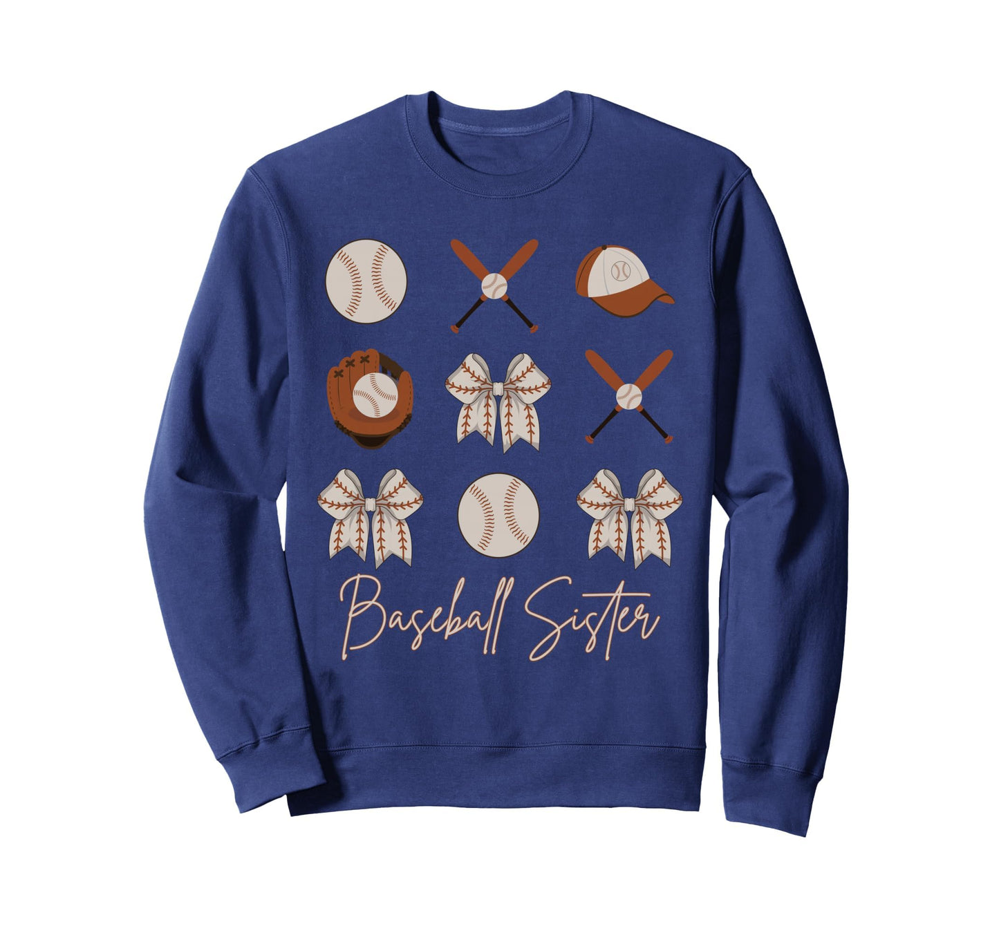 Baseball Sister Coquette Bow Cheer Sweatshirt - Novelty Apparel Unisex - T-Shirt, Sweatshirt, Hoodie