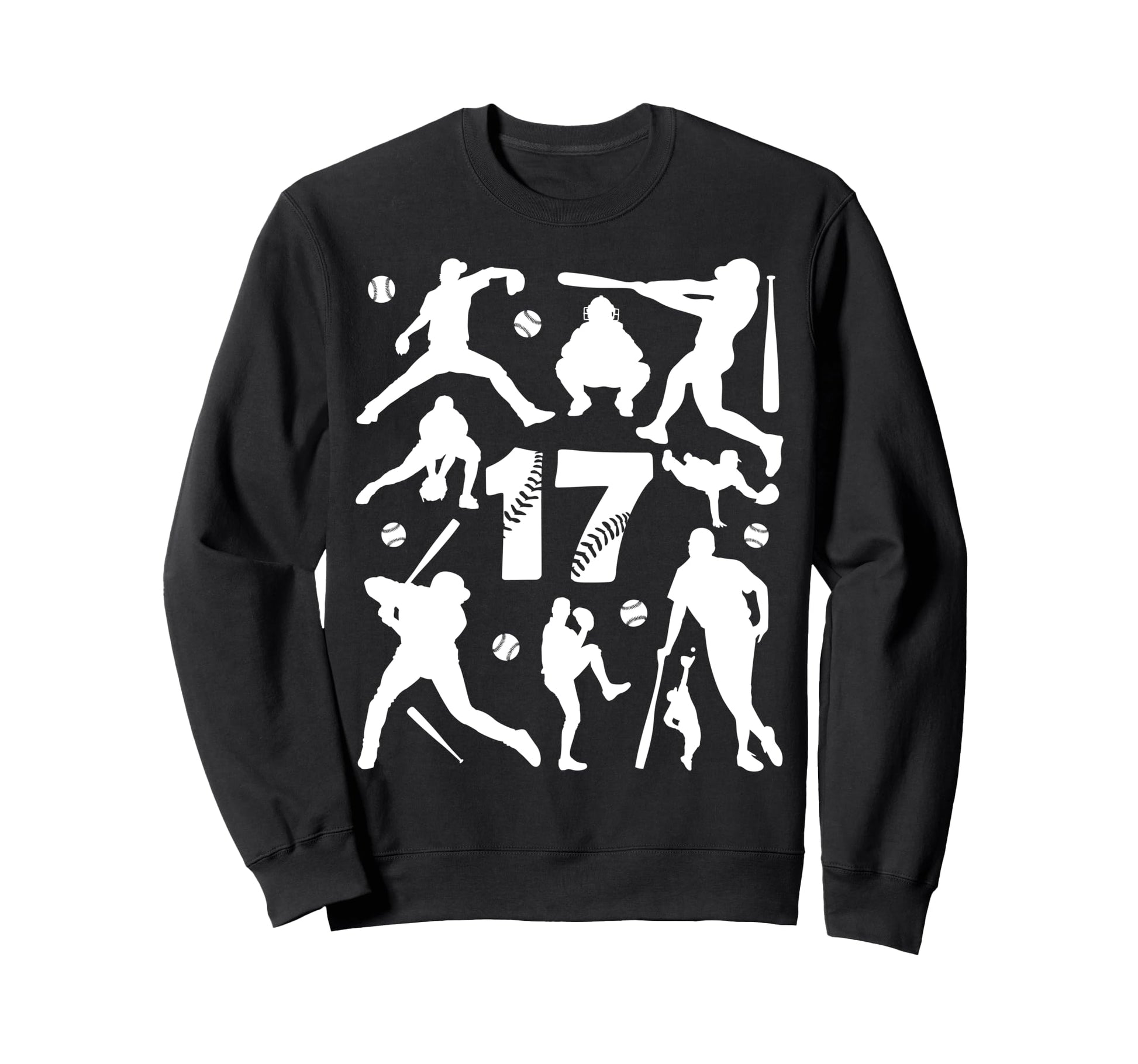 Number 17 Years Baseball 17Th Sweatshirt - Novelty Apparel for Adults - T-Shirt, Sweatshirt, Hoodie