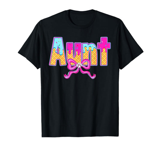 Aunt Baseball Coquette Bow Ice Cream T-Shirt - Custom Art Print Unisex - T-Shirt, Sweatshirt, Hoodie