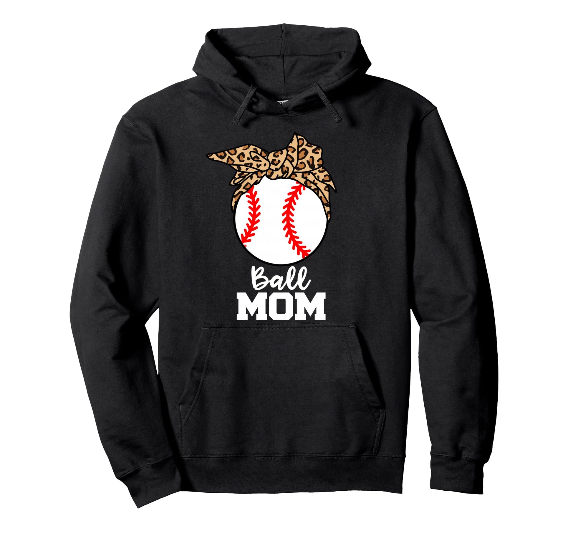 Ball Mom Funny Baseball Leopard Mom Hoodie - Graphic Print Unisex - T-Shirt, Sweatshirt, Hoodie