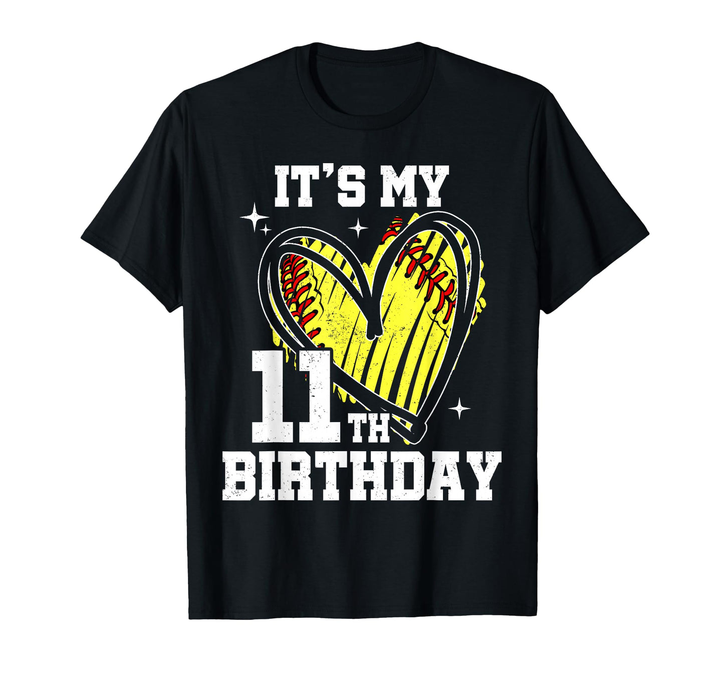 Its My 11Th Birthday Softball Heart T-Shirt - Aesthetic Graphic for Adults - T-Shirt, Sweatshirt, Hoodie