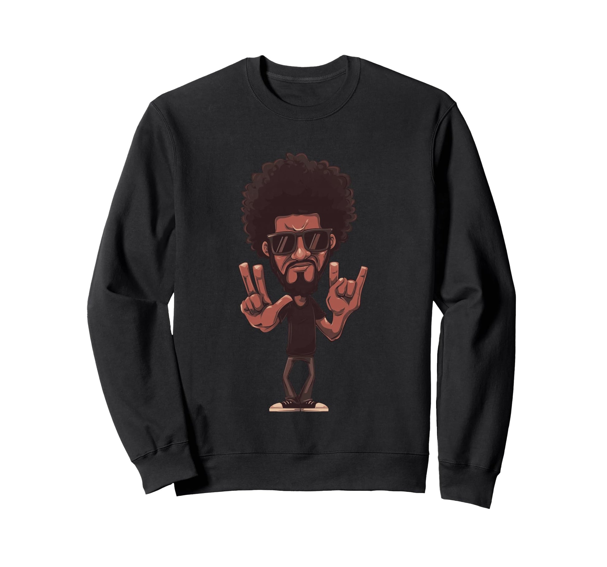 Afro Hand Signs Character Sunglasses Sweatshirt - Aesthetic Graphic Unisex - T-Shirt, Sweatshirt, Hoodie