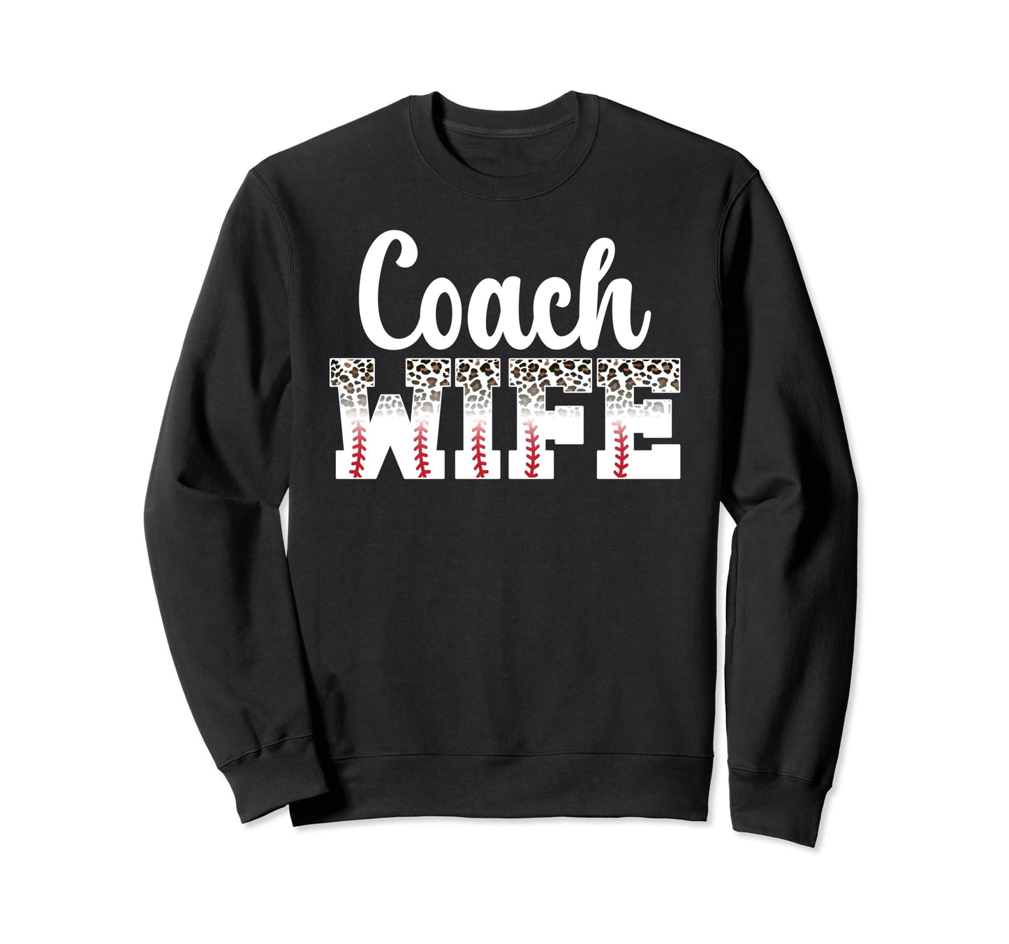 Baseball Coach Wife Leopard Wife Sweatshirt - Aesthetic Graphic Men Women - T-Shirt, Sweatshirt, Hoodie