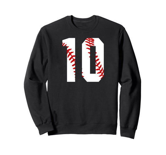 10 Baseball Baseball Player Sweatshirt - Streetwear Style for Adults - T-Shirt, Sweatshirt, Hoodie