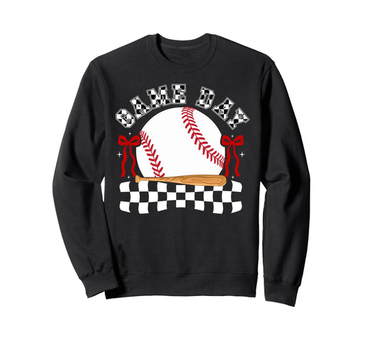 Baseball Game Day Coquette Game Day Sweatshirt - Graphic Print Men Women - T-Shirt, Sweatshirt, Hoodie