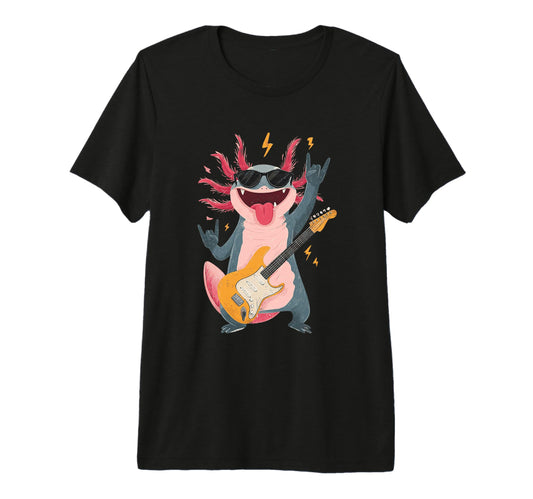 Axolotl Rock Music Funny Animal T-Shirt - Aesthetic Graphic Unisex - T-Shirt, Sweatshirt, Hoodie