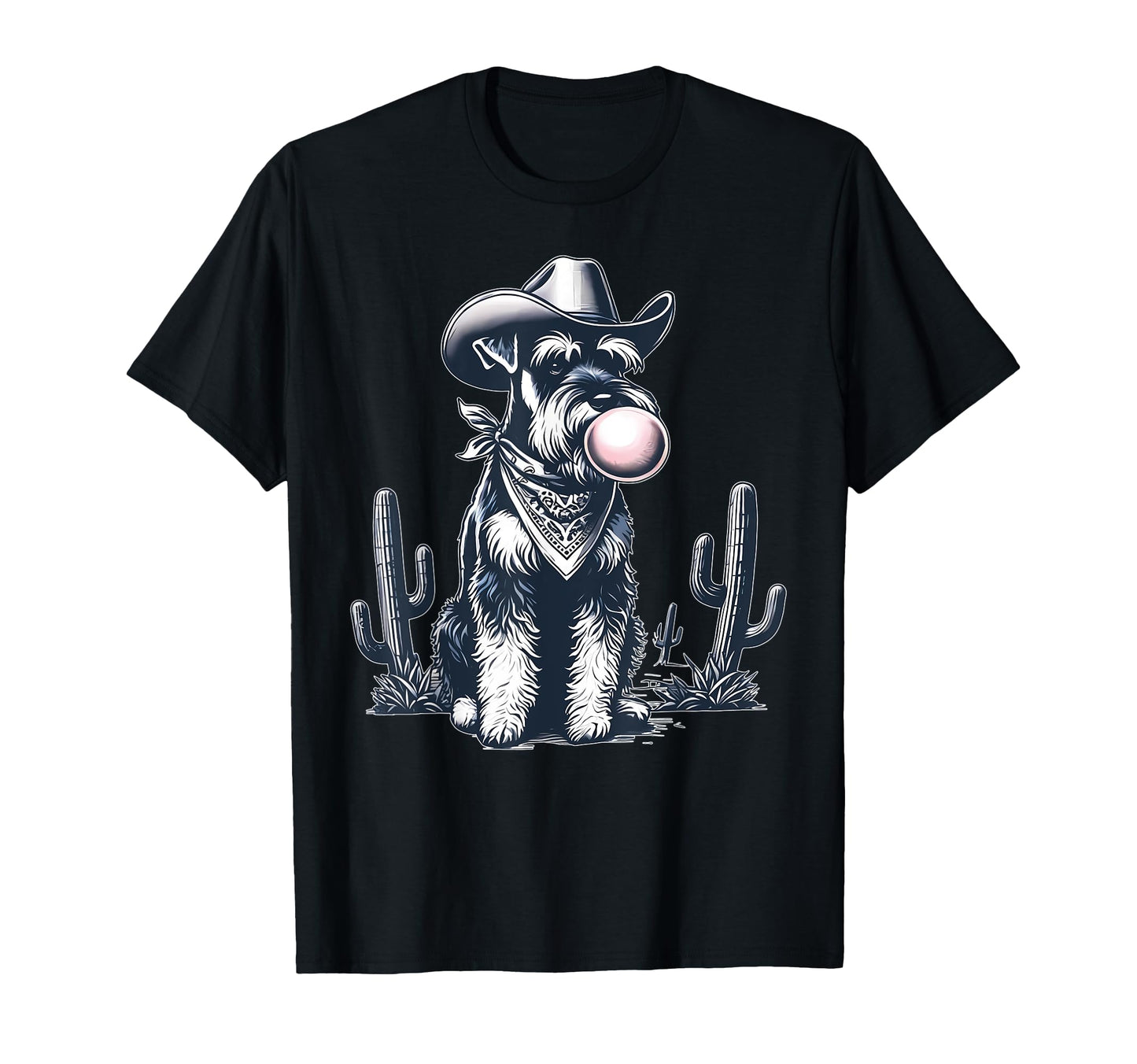Schnauzer Blowing Bubble Cowboy Ufo T-Shirt - Trendy Graphic for Adults - T-Shirt, Sweatshirt, Hoodie