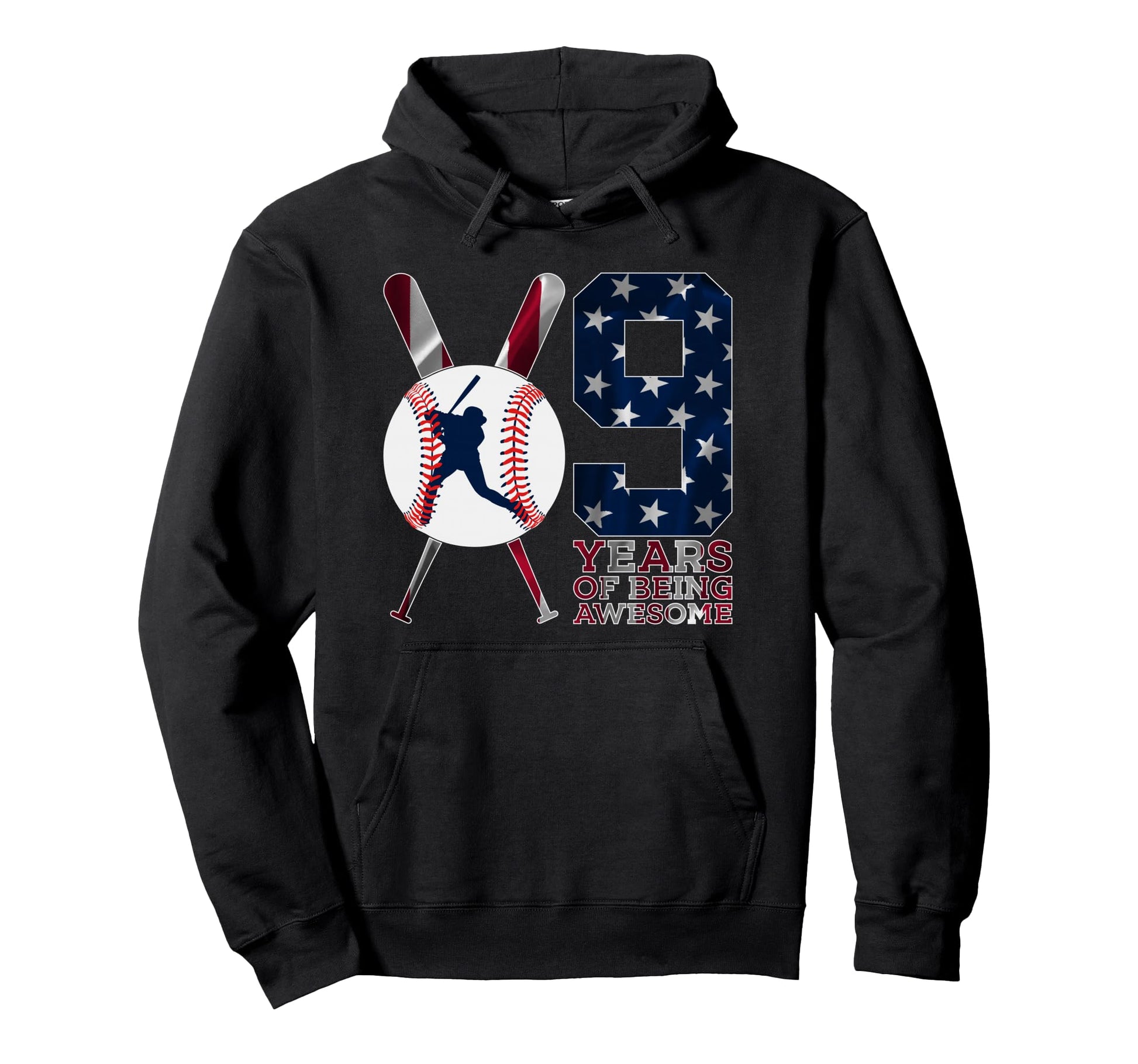 9 Years Being Awesome Baseball 9Th Hoodie - Trendy Graphic Men Women - T-Shirt, Sweatshirt, Hoodie