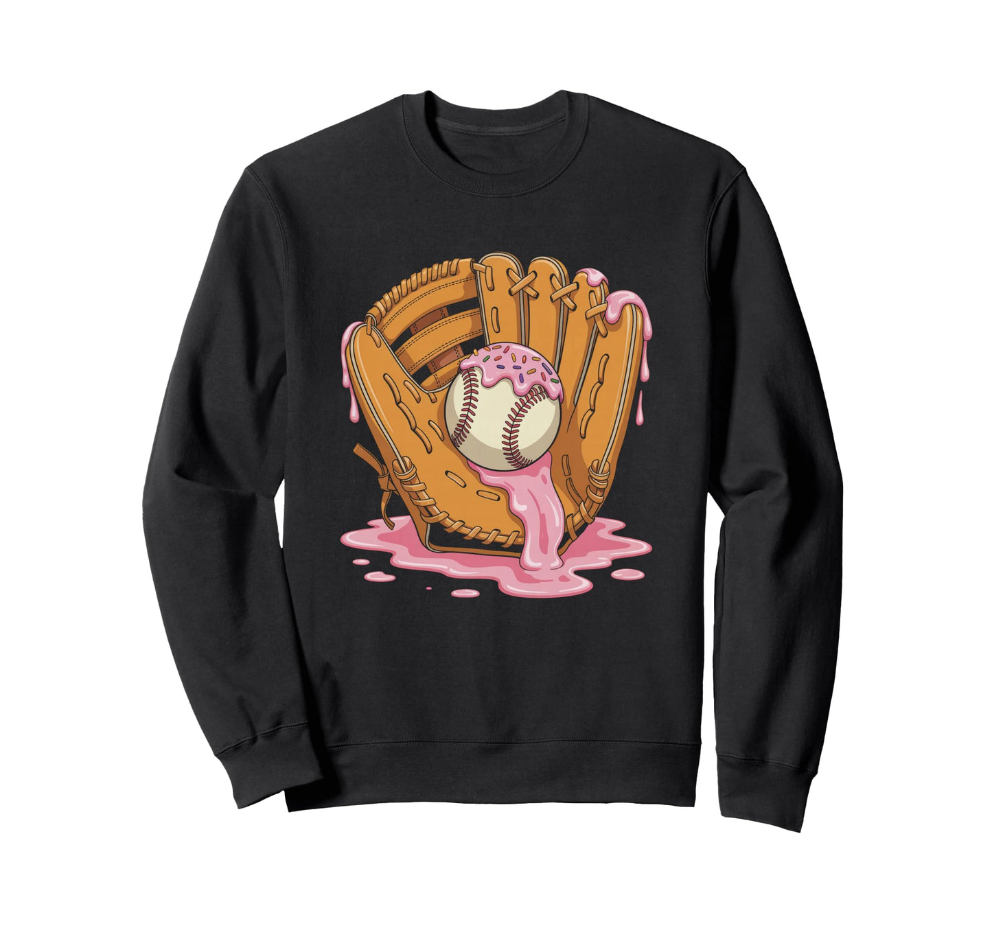 Funny Baseball Donut Ball Glove Sweet Sweatshirt - Graphic Print Men Women - T-Shirt, Sweatshirt, Hoodie