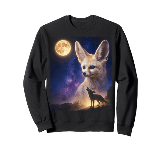 90S Fennec Fox Howling Moon Y2K Sweatshirt - Streetwear Style for Adults - T-Shirt, Sweatshirt, Hoodie