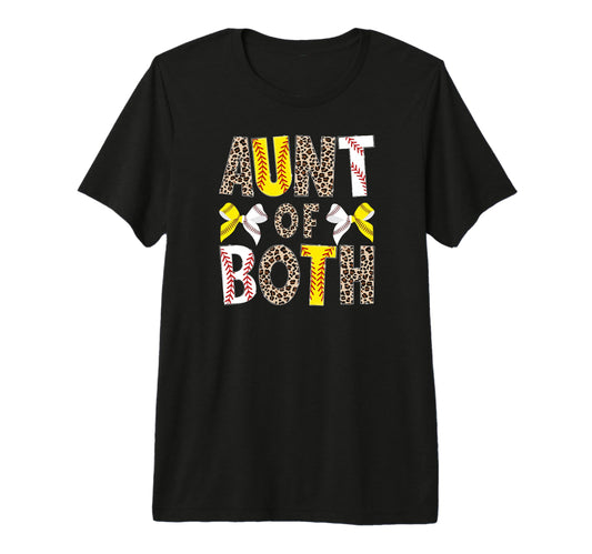 Aunt Both Leopard Softball Baseball Aunt T-Shirt - Graphic Print Unisex - T-Shirt, Sweatshirt, Hoodie