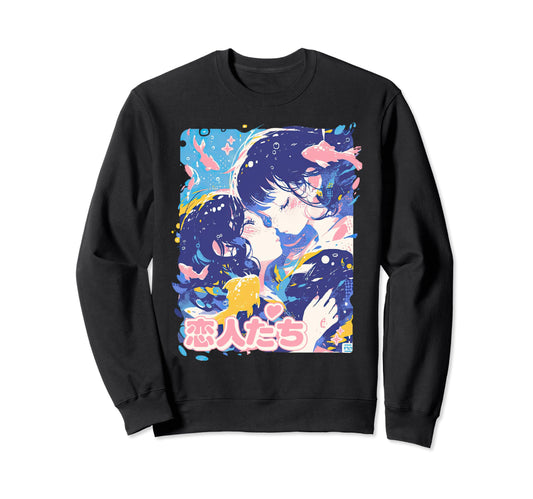 Anime Couple Y2K Aesthetic Pastel Sweatshirt - Streetwear Style for Adults - T-Shirt, Sweatshirt, Hoodie