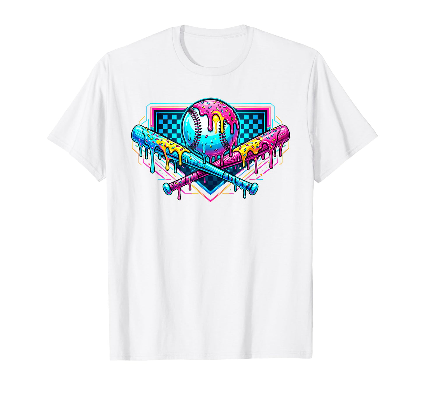 Baseball Player Ice Cream Funny Drip T-Shirt - Custom Art Print Men Women - T-Shirt, Sweatshirt, Hoodie