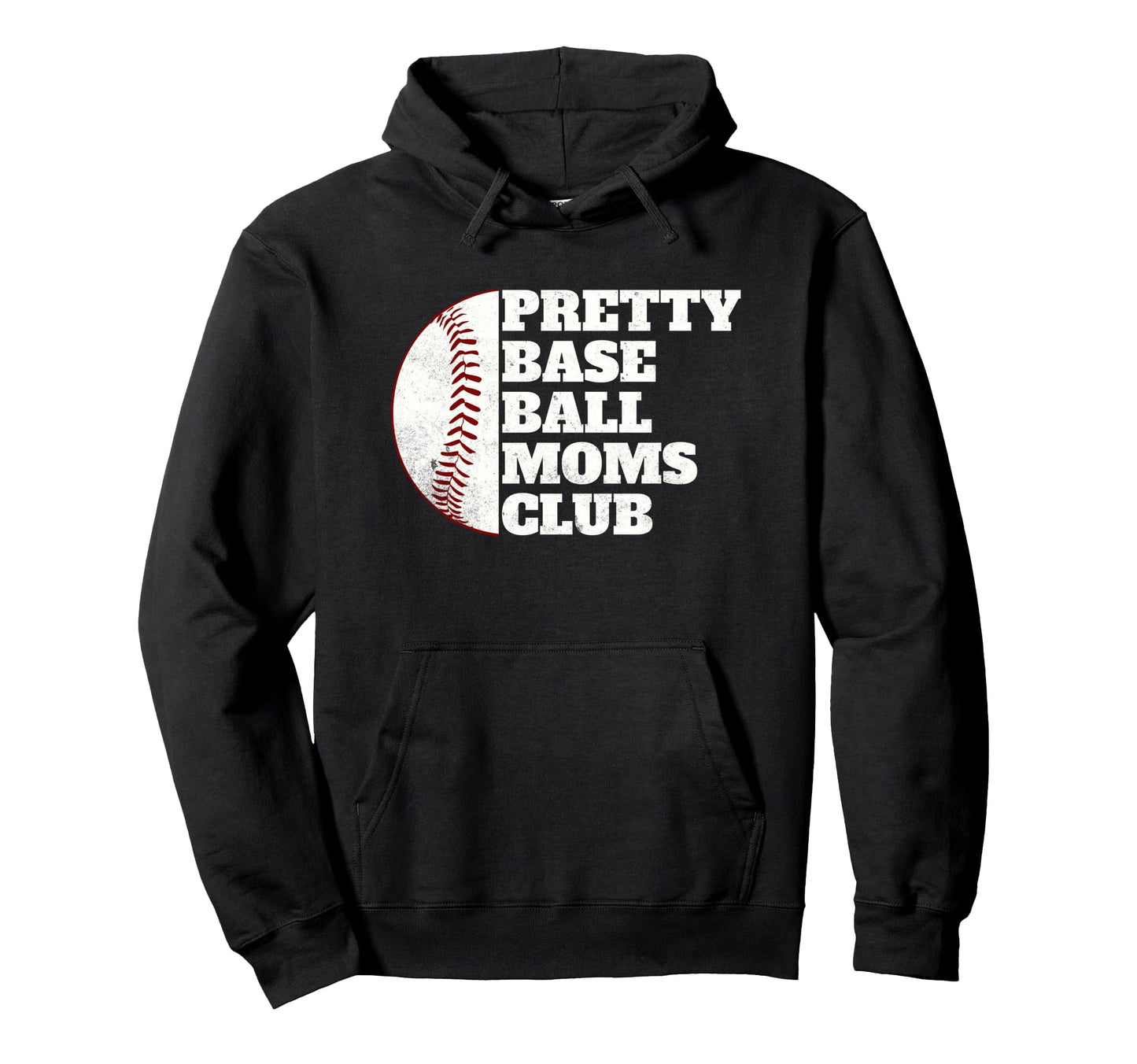 Pretty Baseball Moms Club Distressed Hoodie - Minimalist Print Men Women - T-Shirt, Sweatshirt, Hoodie