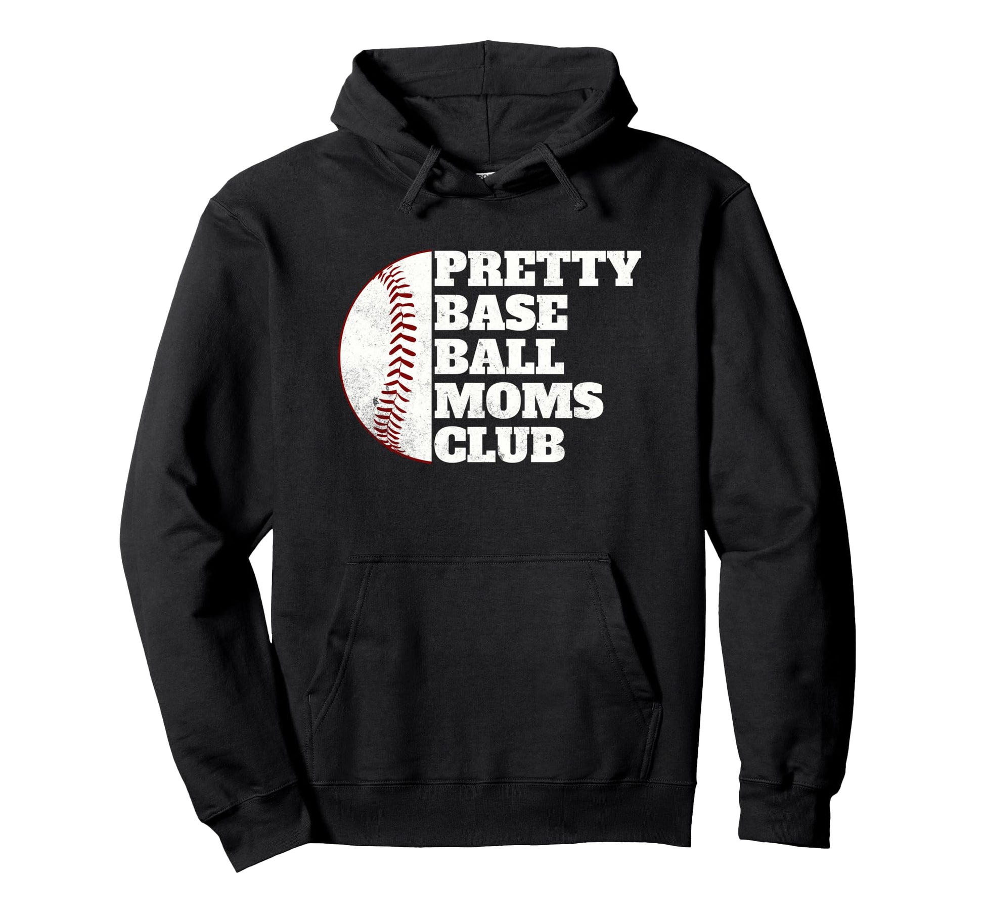 Pretty Baseball Moms Club Distressed Hoodie - Minimalist Print Men Women - T-Shirt, Sweatshirt, Hoodie