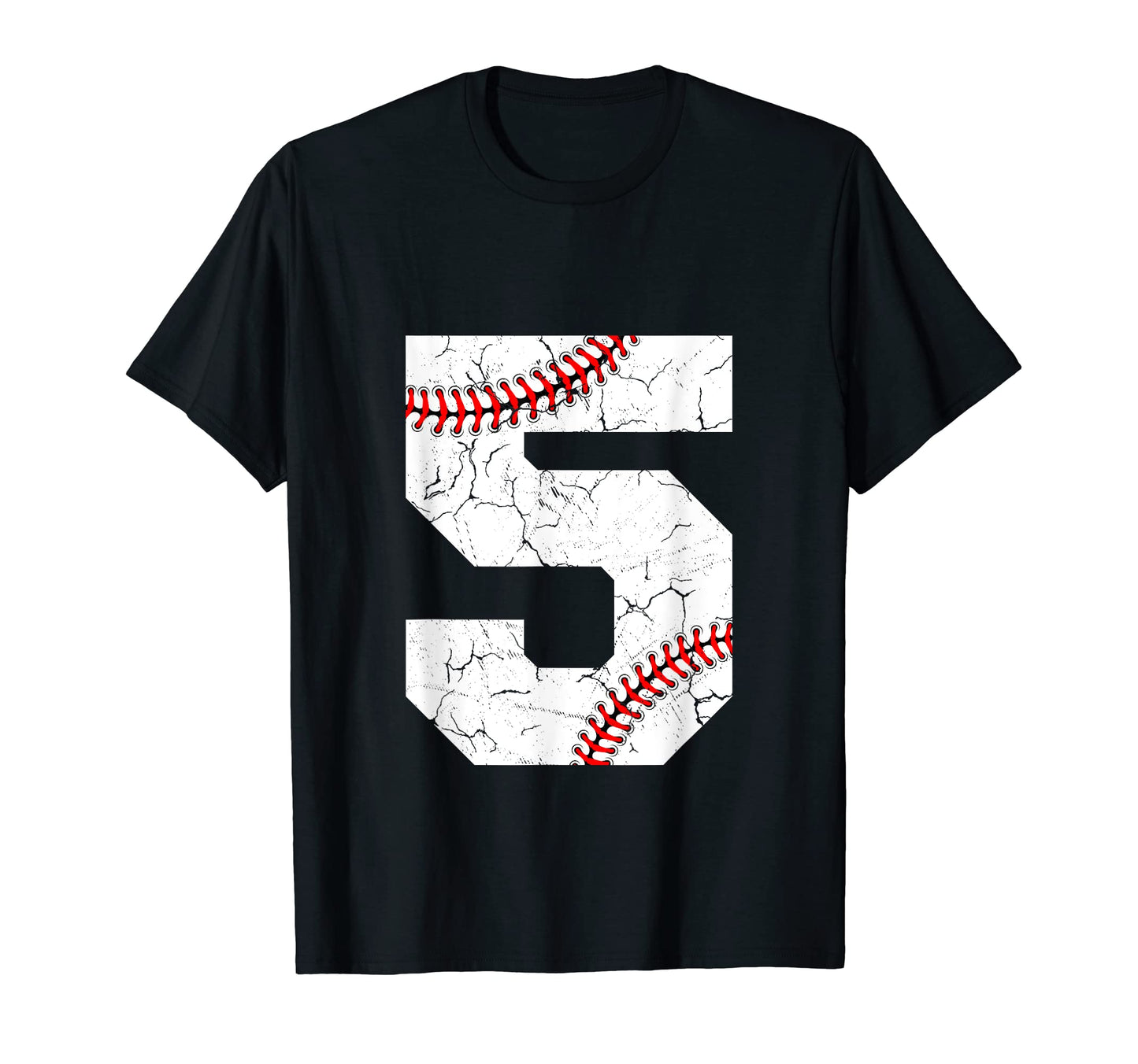 Baseball Jersey Number 5 Distressed T-Shirt - Minimalist Print Men Women - T-Shirt, Sweatshirt, Hoodie