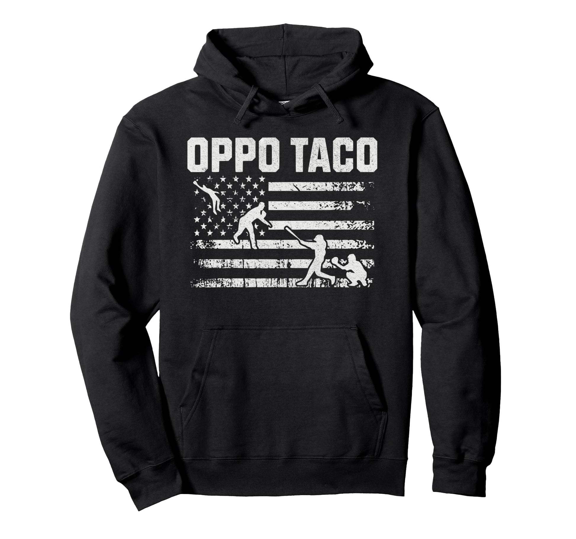 Oppo Taco Funny Baseball Distressed Hoodie - Streetwear Style for Adults - T-Shirt, Sweatshirt, Hoodie