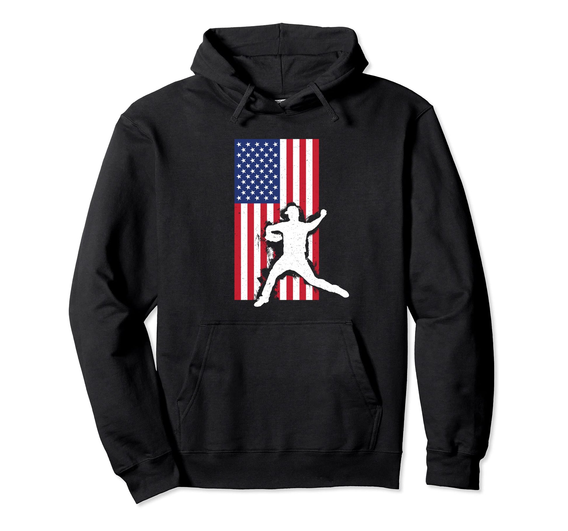 Baseball Pitcher American Flag Baseball Hoodie - Fun Novelty Design Unisex - T-Shirt, Sweatshirt, Hoodie