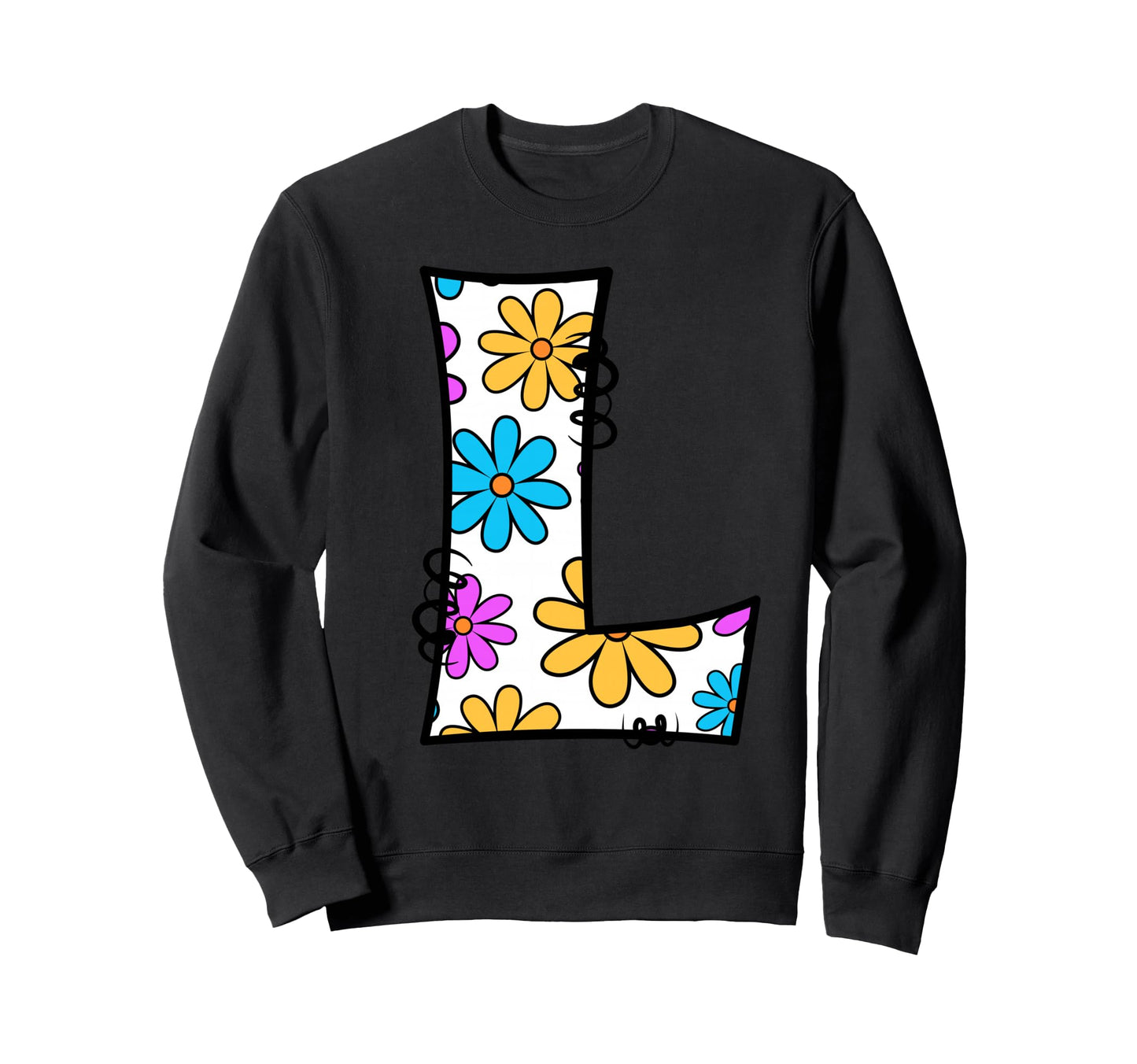Letter L Floral Daisy Alphabet Sweatshirt - Novelty Apparel Unisex - T-Shirt, Sweatshirt, Hoodie
