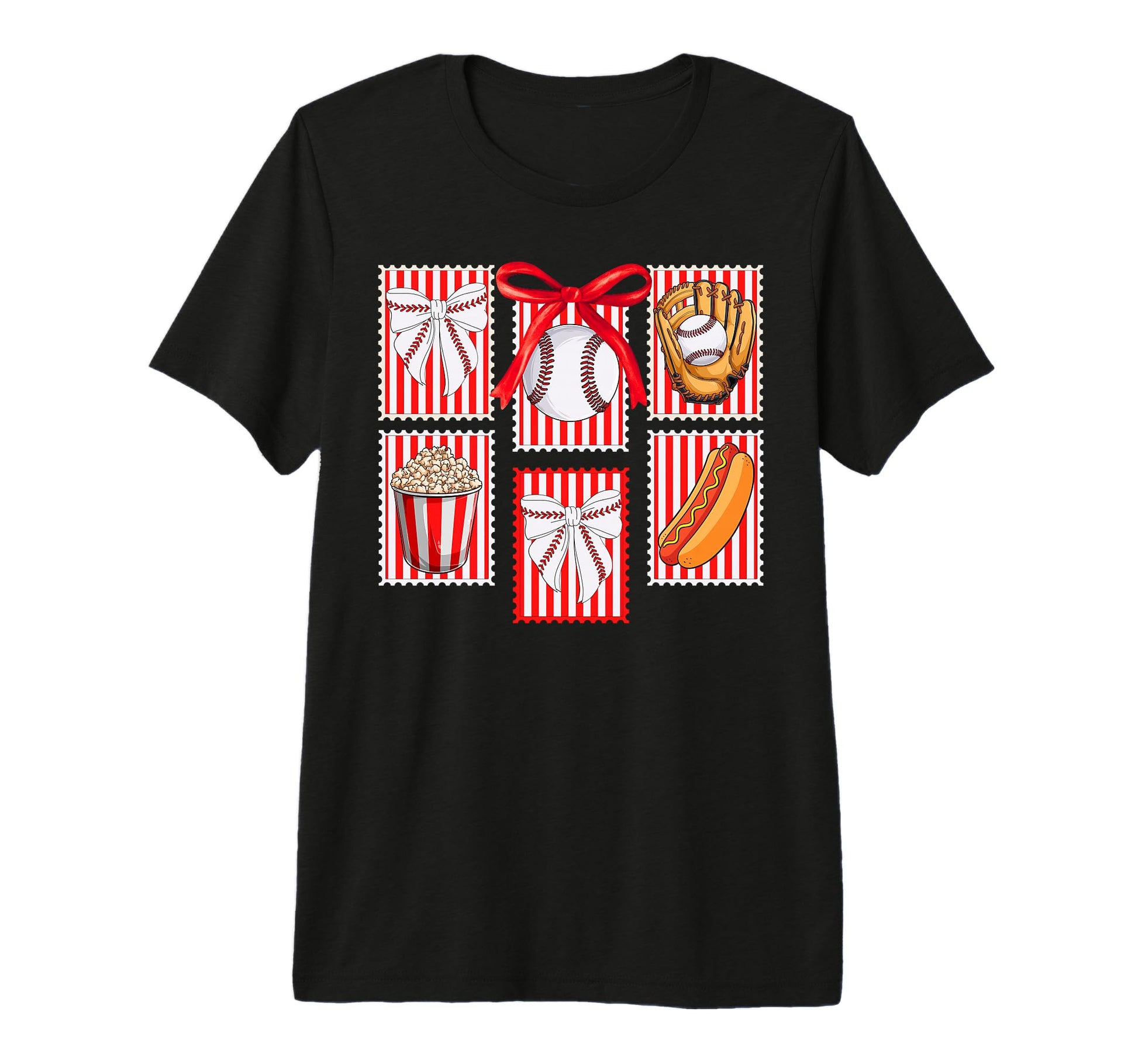 Baseball Stamps Coquette Bow T-Shirt - Casual Everyday Wear Unisex - T-Shirt, Sweatshirt, Hoodie