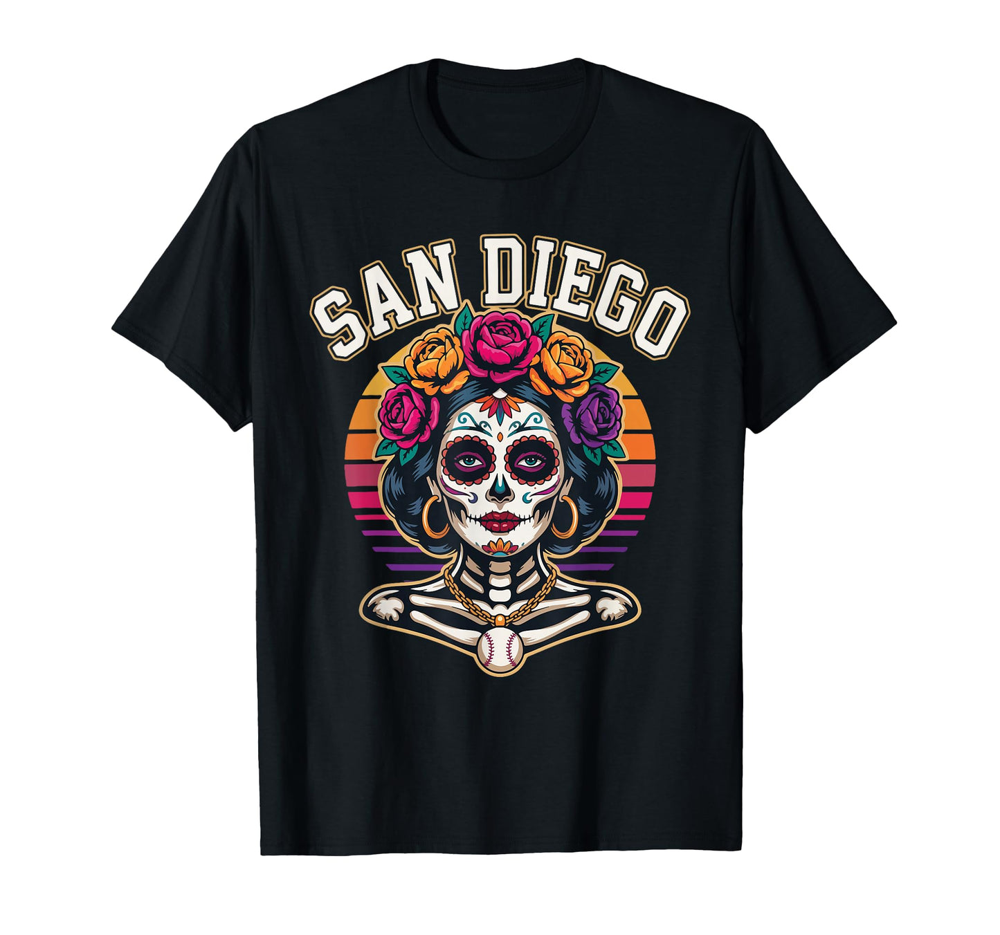 San Diego Sugar Skull Day Dead T-Shirt - Novelty Apparel Men Women - T-Shirt, Sweatshirt, Hoodie