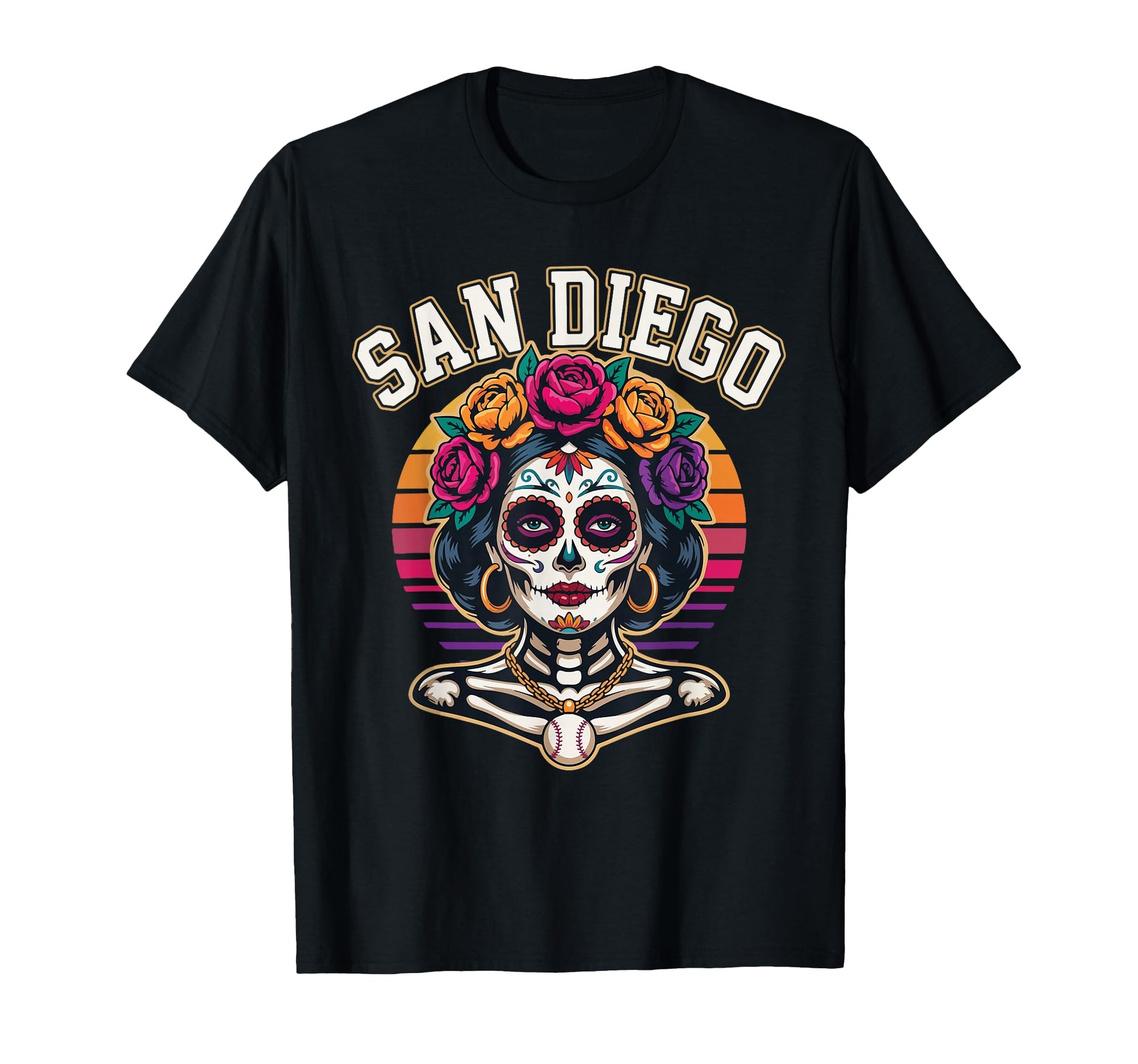 San Diego Sugar Skull Day Dead T-Shirt - Novelty Apparel Men Women - T-Shirt, Sweatshirt, Hoodie