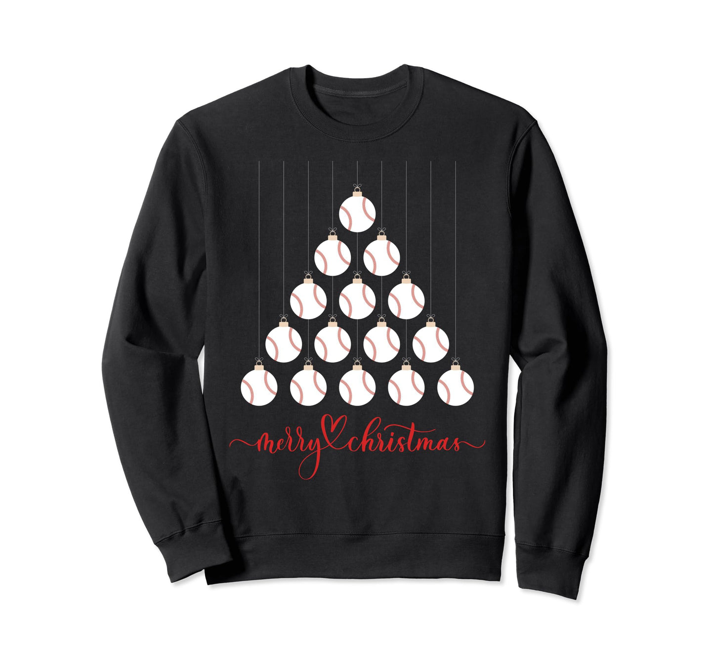 Baseball Tree Ornaments Tree Lights Sweatshirt - Unique Graphic for Adults - T-Shirt, Sweatshirt, Hoodie