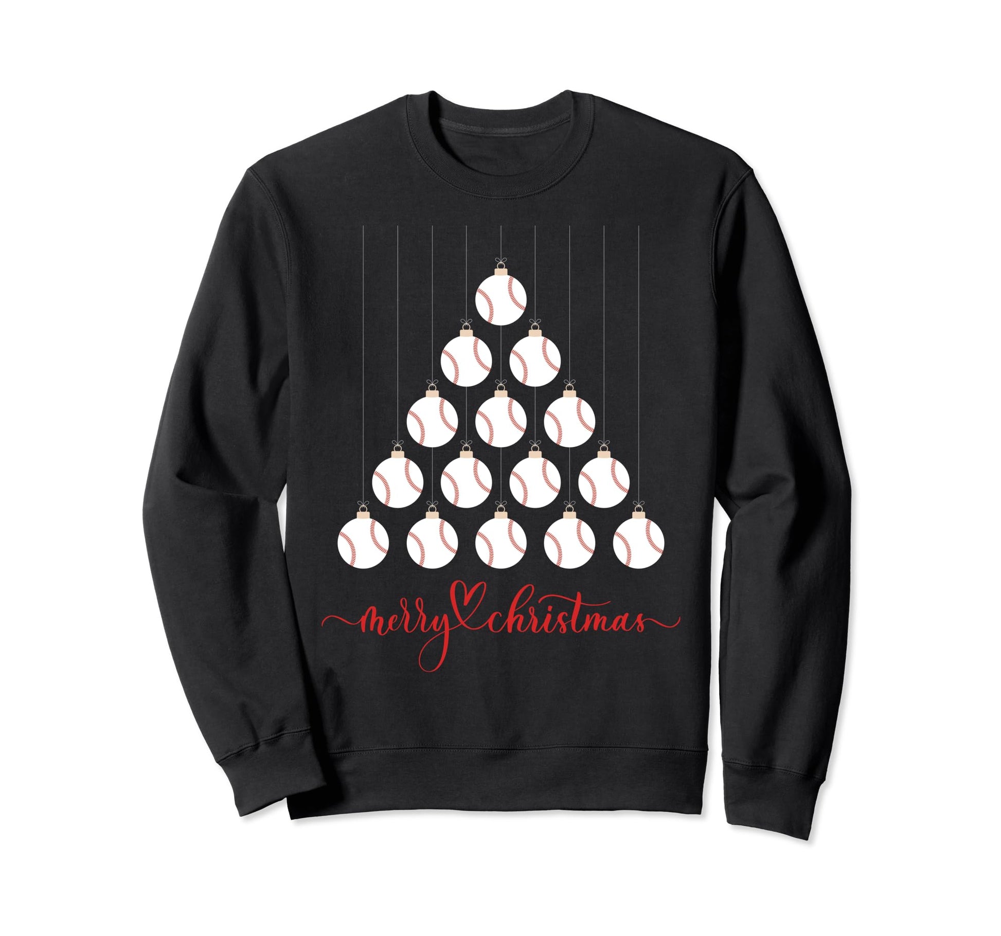 Baseball Tree Ornaments Tree Lights Sweatshirt - Unique Graphic for Adults - T-Shirt, Sweatshirt, Hoodie