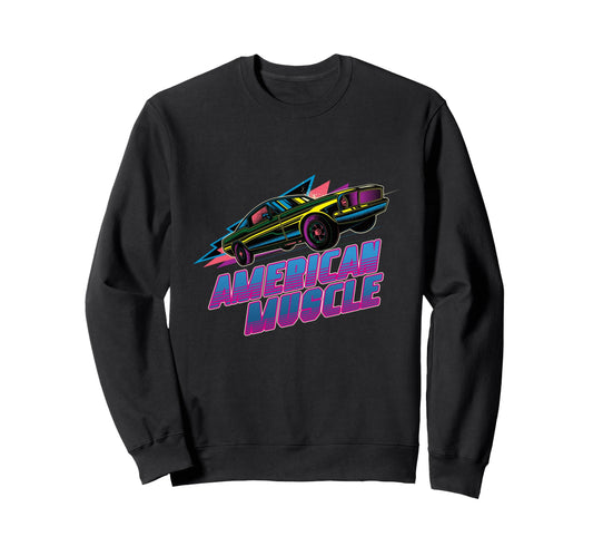 American Muscle Car 80S Synthwave Sweatshirt - Novelty Apparel Unisex - T-Shirt, Sweatshirt, Hoodie
