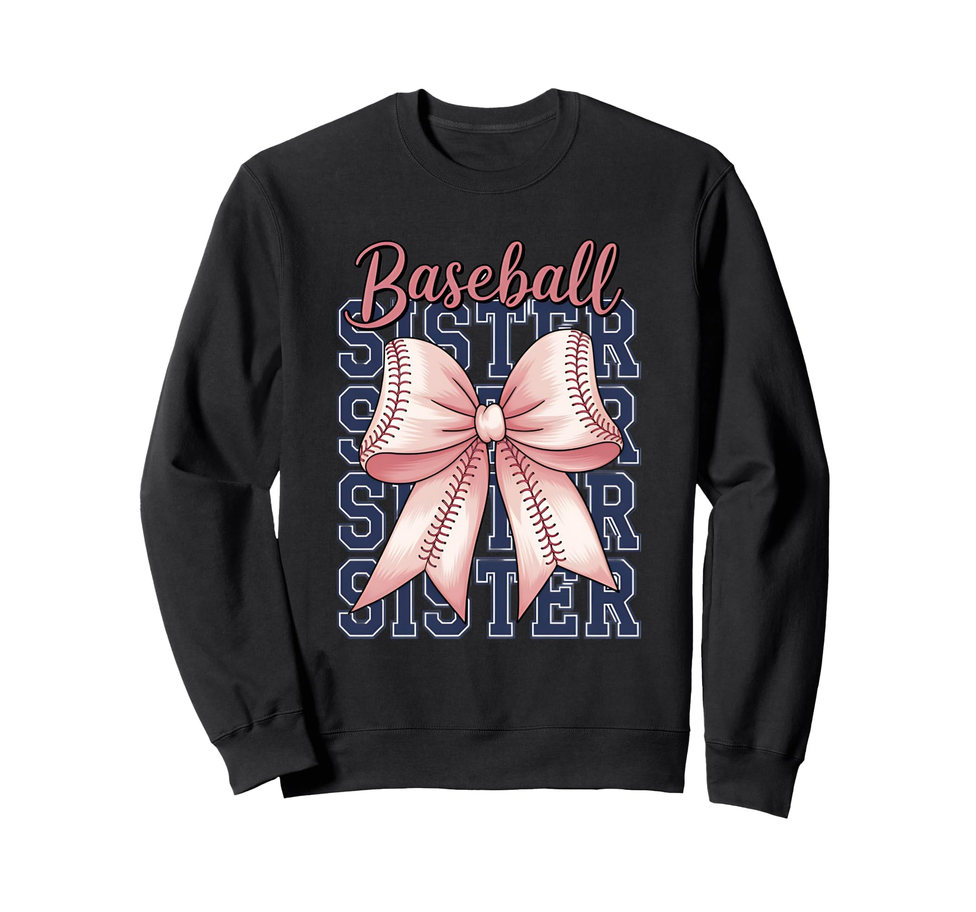 Baseball Sister Coquette Bow Sweatshirt - Minimalist Print Unisex - T-Shirt, Sweatshirt, Hoodie