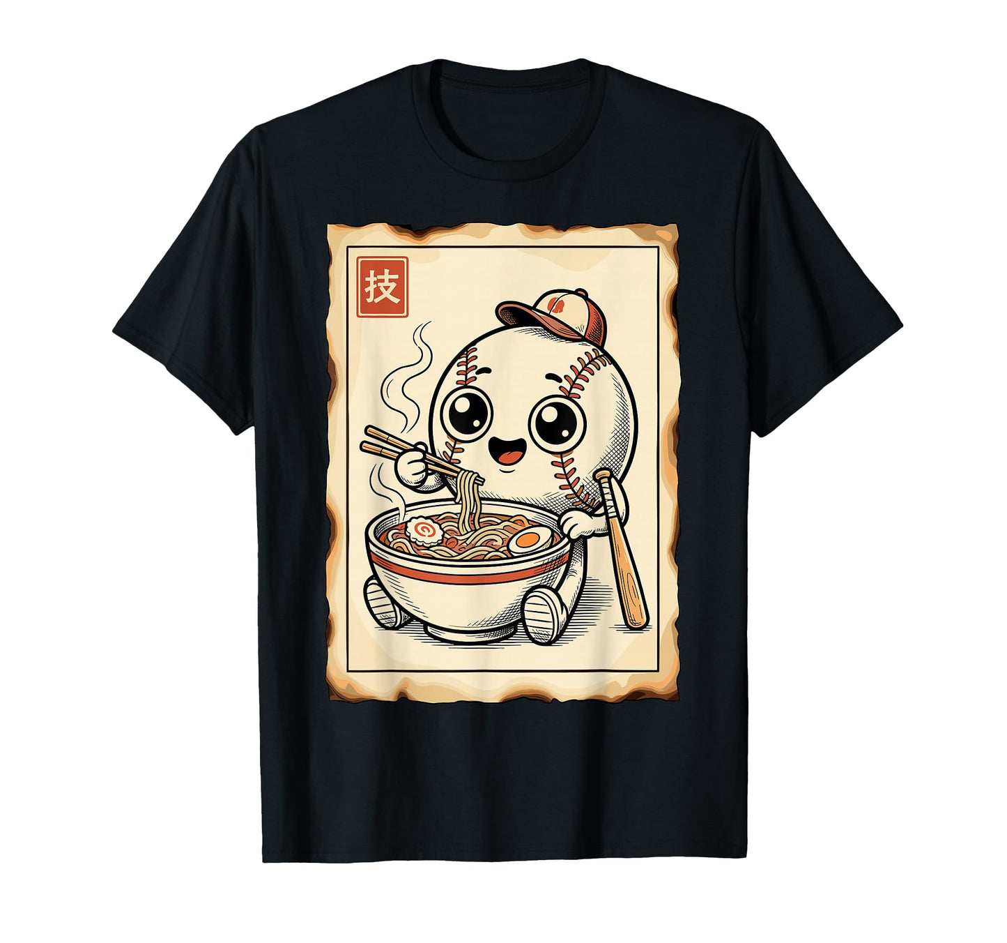 Baseball Ramen Noodle Funny T-Shirt - Fun Novelty Design Men Women - T-Shirt, Sweatshirt, Hoodie