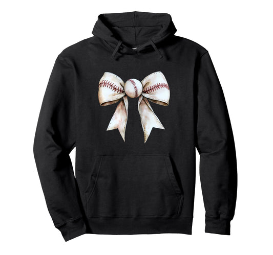 Baseball Coquette Bow Baseball Mom Hoodie - Fun Novelty Design Men Women - T-Shirt, Sweatshirt, Hoodie