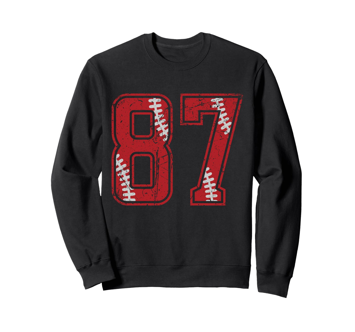 Number 87 Distressed Baseball Number Sweatshirt - Graphic Print Men Women - T-Shirt, Sweatshirt, Hoodie