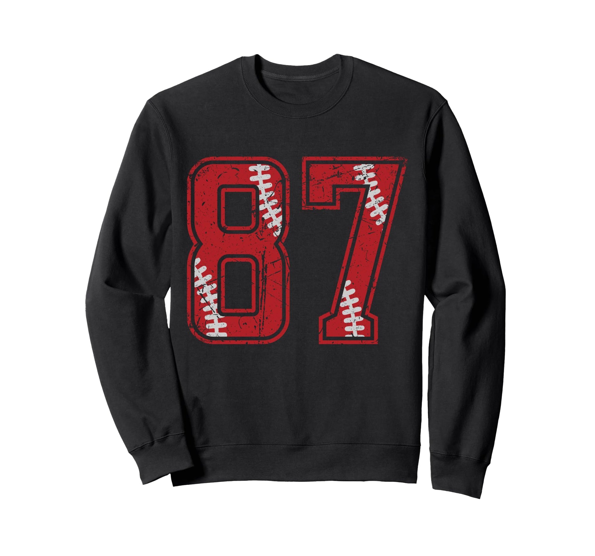 Number 87 Distressed Baseball Number Sweatshirt - Graphic Print Men Women - T-Shirt, Sweatshirt, Hoodie