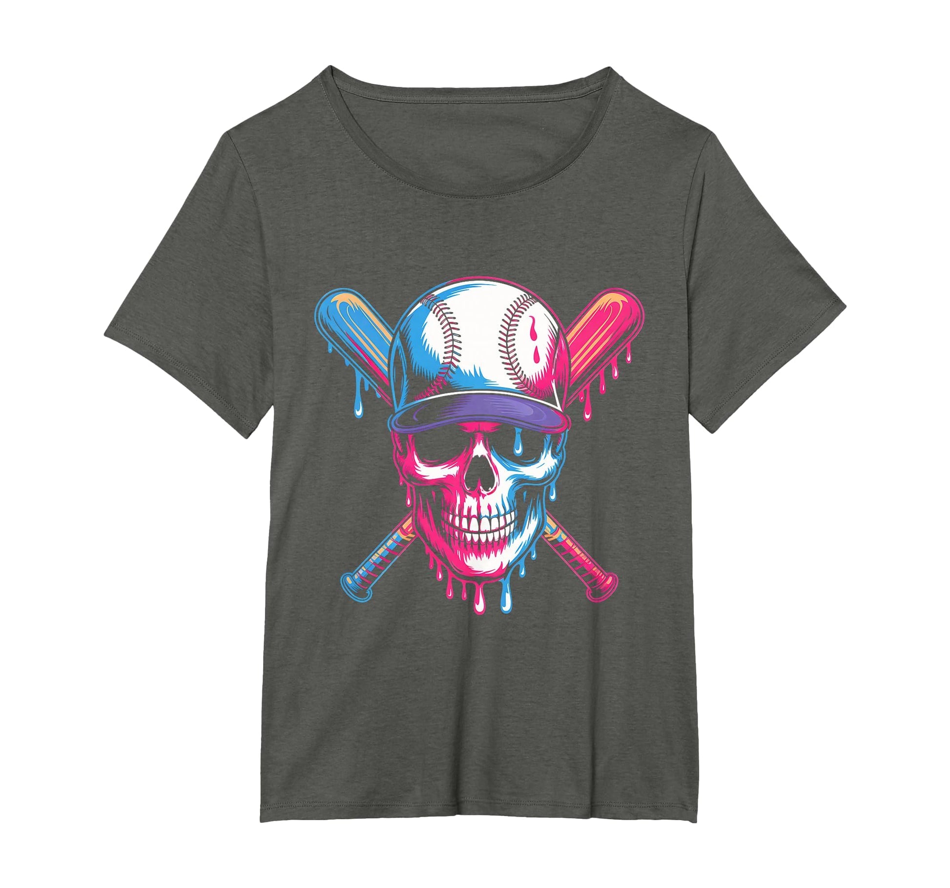 Baseball Skull Bats Dripping T-Shirt - Casual Everyday Wear Men Women - T-Shirt, Sweatshirt, Hoodie