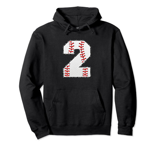 2 Baseball Distressed Number Hoodie - Graphic Print for Adults - T-Shirt, Sweatshirt, Hoodie