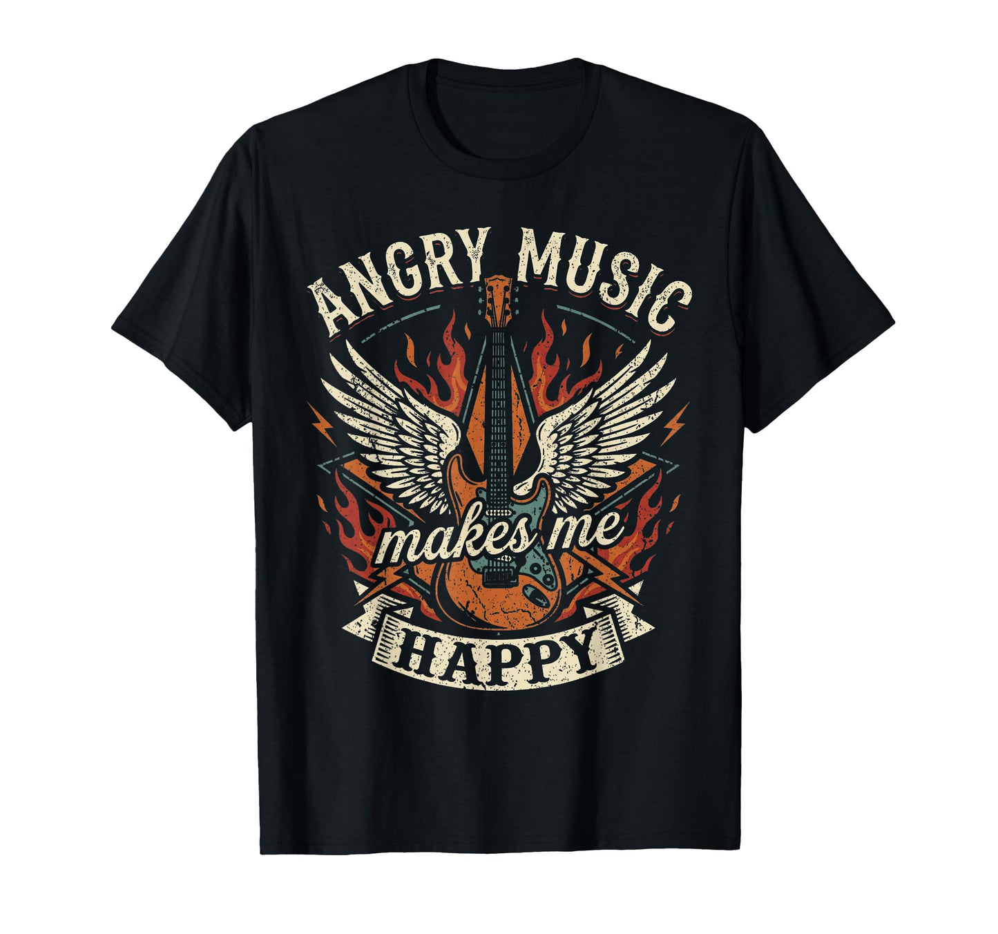 Angry Music Makes Me Happy Skull Rock T-Shirt - Aesthetic Graphic Unisex - T-Shirt, Sweatshirt, Hoodie