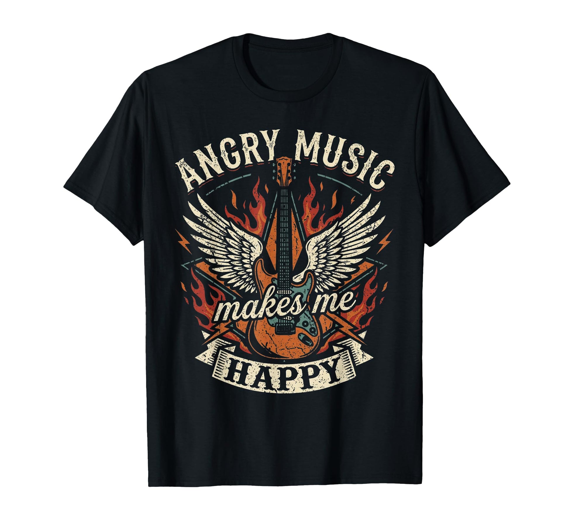Angry Music Makes Me Happy Skull Rock T-Shirt - Aesthetic Graphic Unisex - T-Shirt, Sweatshirt, Hoodie