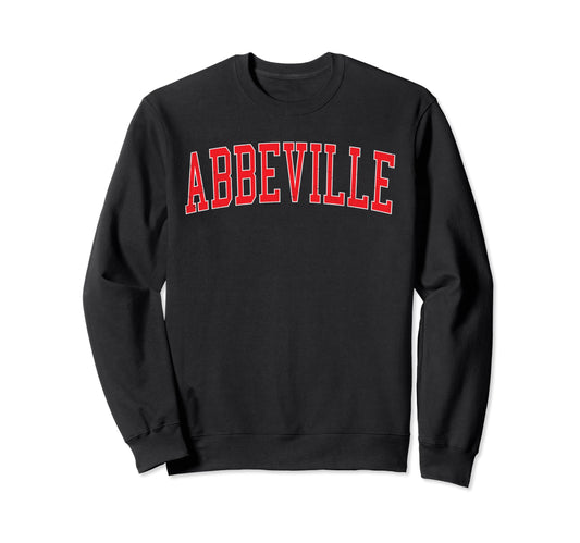 Abbeville La Distressed Red Varsity Sweatshirt - Graphic Print Men Women - T-Shirt, Sweatshirt, Hoodie