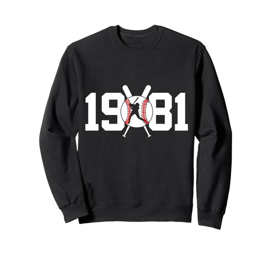 1981 Baseball 45Th Birthday Sweatshirt - Minimalist Print Unisex - T-Shirt, Sweatshirt, Hoodie