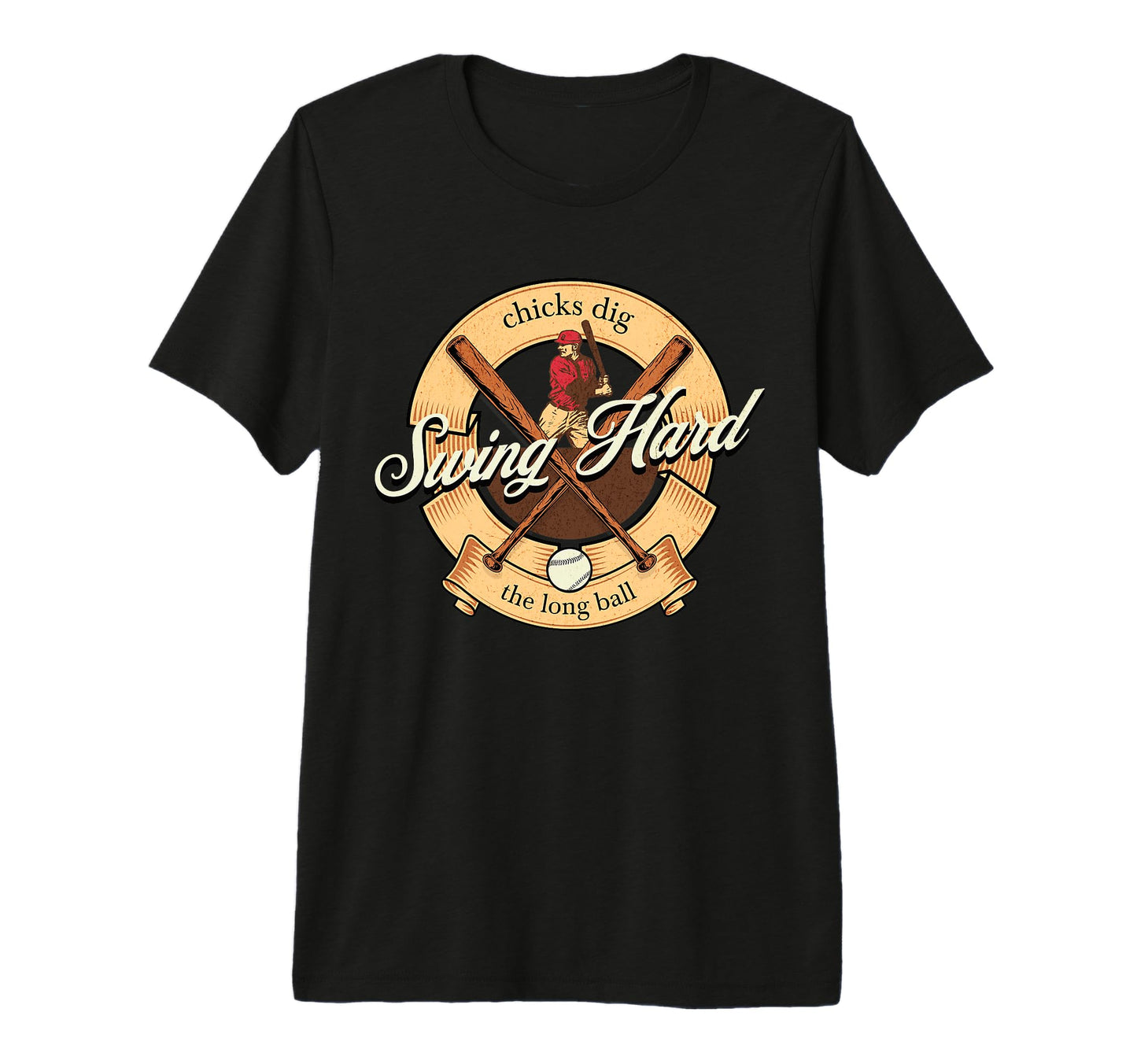 Swing Hard Chicks Dig Long Ball Funny T-Shirt - Minimalist Print Unisex - T-Shirt, Sweatshirt, Hoodie