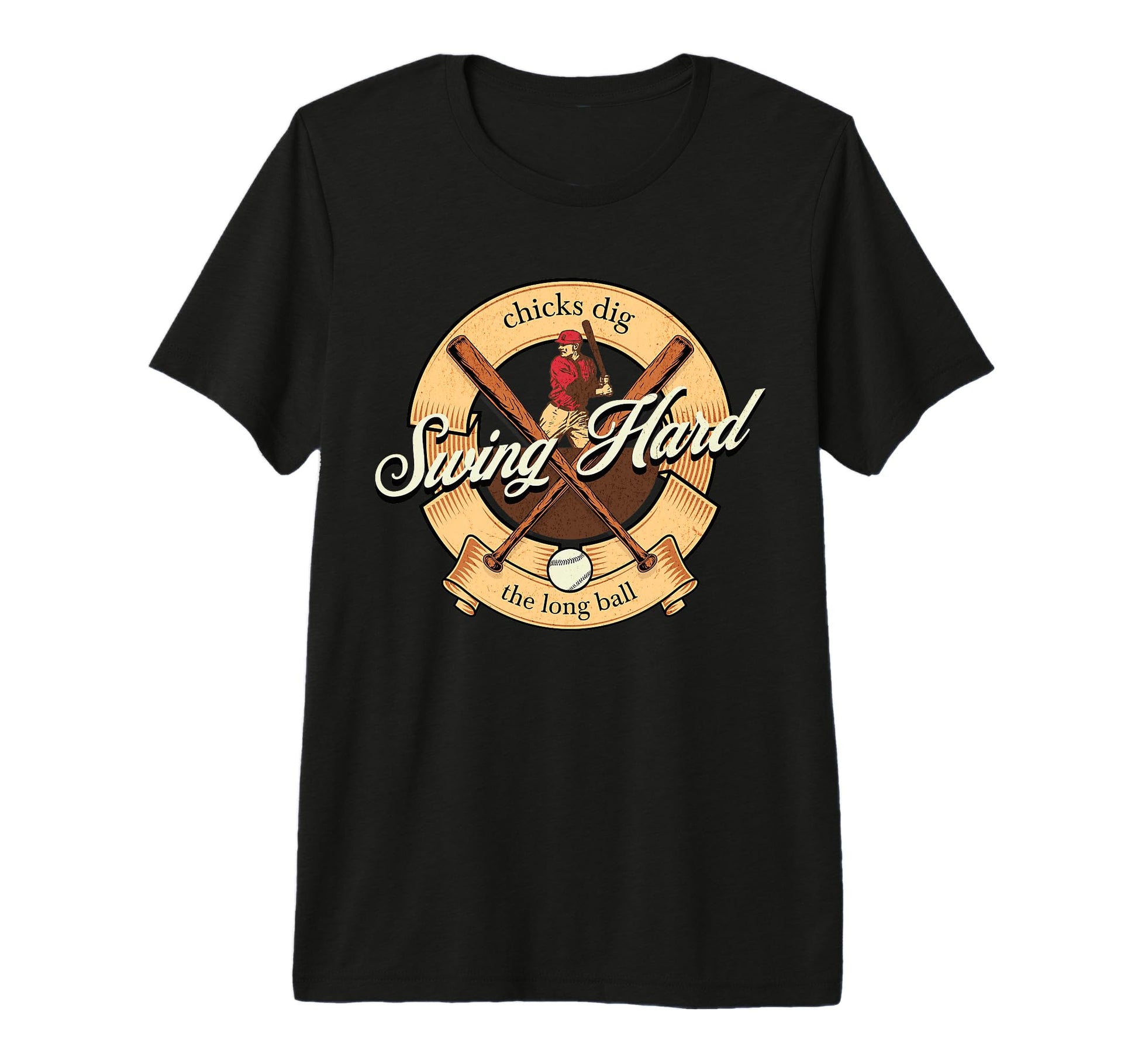 Swing Hard Chicks Dig Long Ball Funny T-Shirt - Minimalist Print Unisex - T-Shirt, Sweatshirt, Hoodie