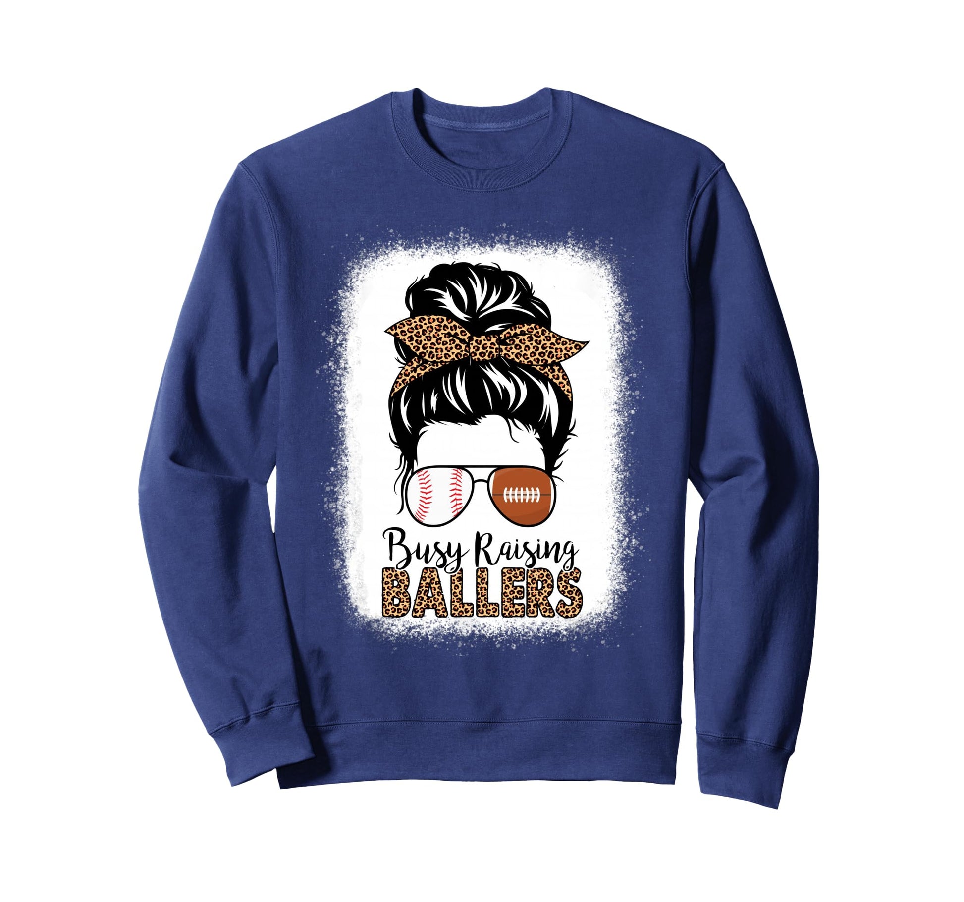 Baseball Football Mom Messy Bun Busy Sweatshirt - Trendy Graphic Unisex - T-Shirt, Sweatshirt, Hoodie