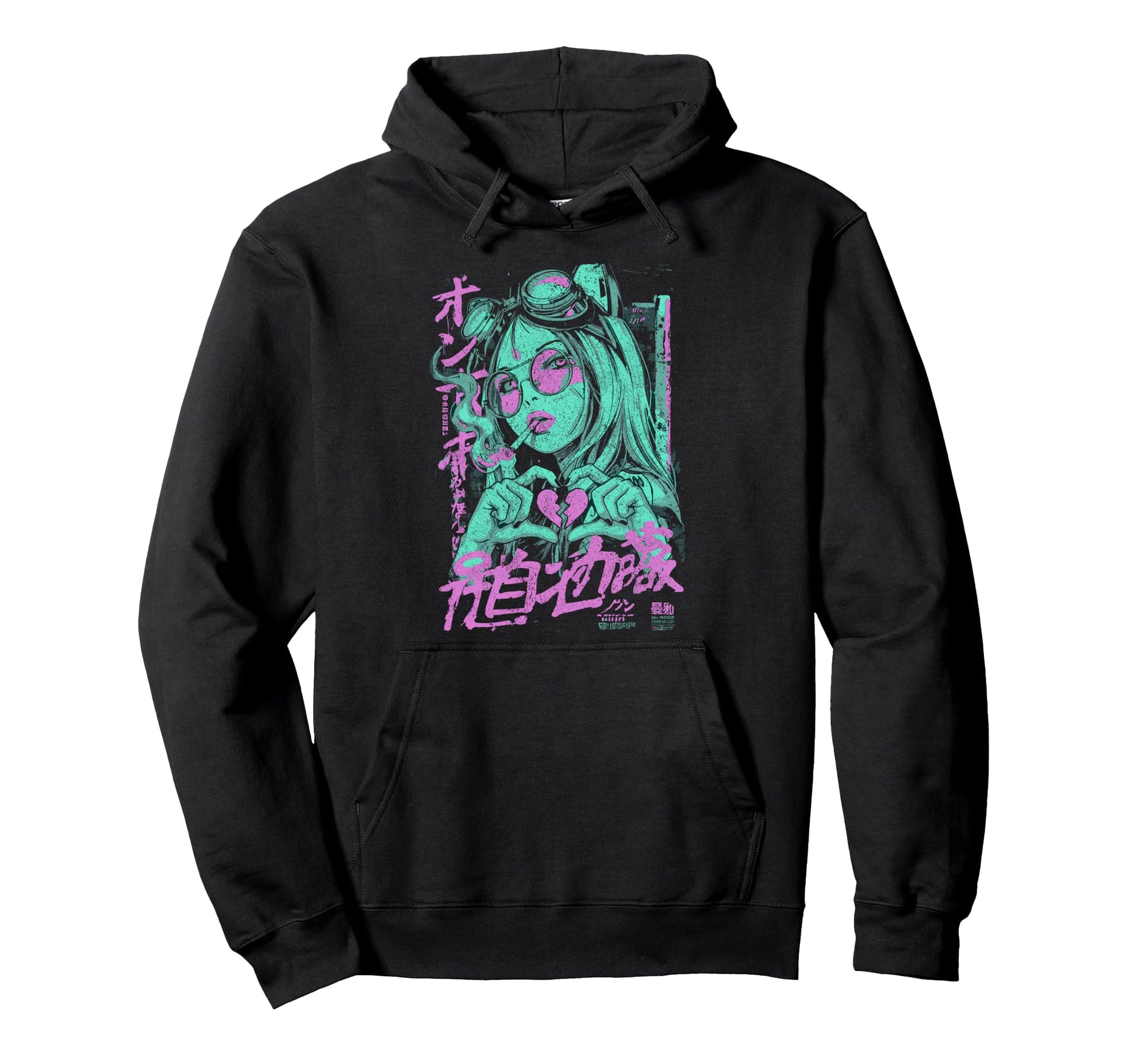 Japanese Streetwear Broken Heart Hoodie - Novelty Apparel for Adults - T-Shirt, Sweatshirt, Hoodie