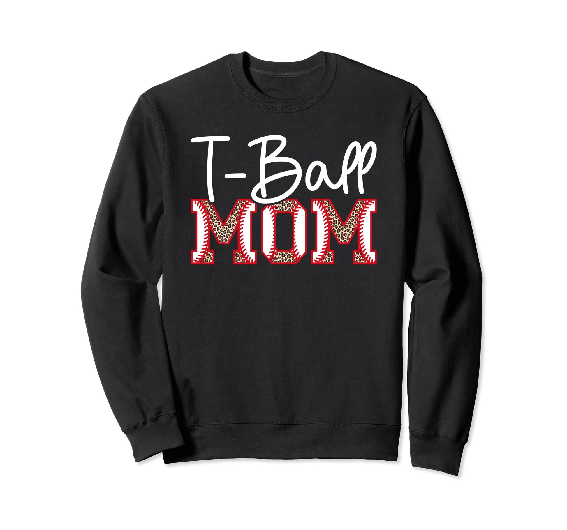 T Ball Mom Leopard Baseball T Ball Sweatshirt - Streetwear Style Unisex - T-Shirt, Sweatshirt, Hoodie