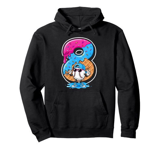 Baseball 8 Year Old Ice Cream Drip 8Th Hoodie - Custom Art Print Men Women - T-Shirt, Sweatshirt, Hoodie